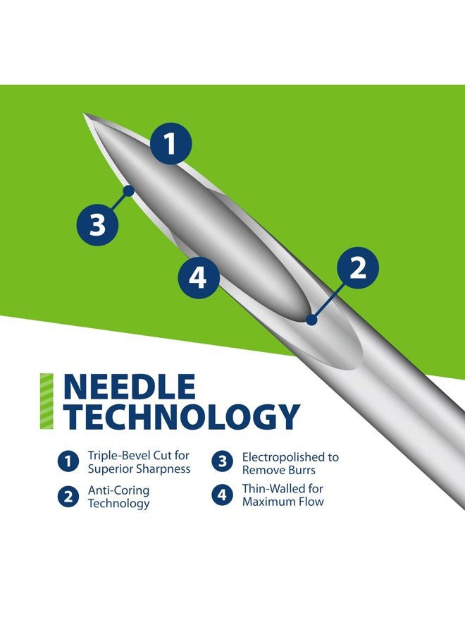 Easy Touch 29 Gauge U-100 Insulin Syringes (29G 0.5cc 1/2”) with 1/2” Long Needle, 0.5cc (50 Unit Capacity), Bold Markings for Accurate Dosing, Disposable, Box of 100 - Image 3